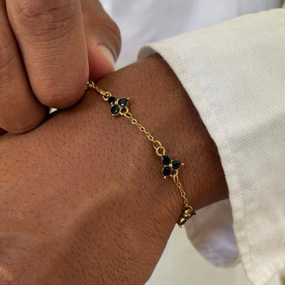 VORO® Pulsera Trébol Obsidian · Oro 18K