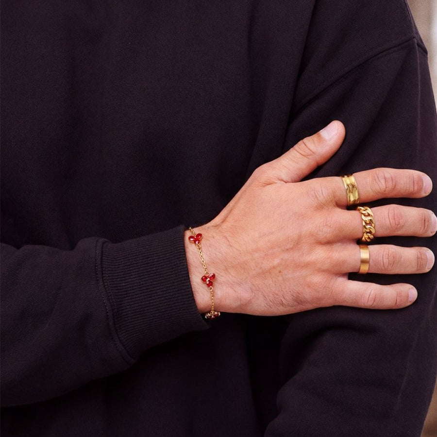 VORO® Pulsera Trébol Rojo · Oro 18K