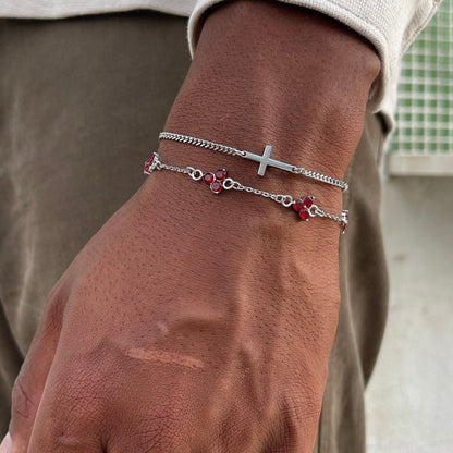 VORO® Pulsera Trébol Rojo · Plata