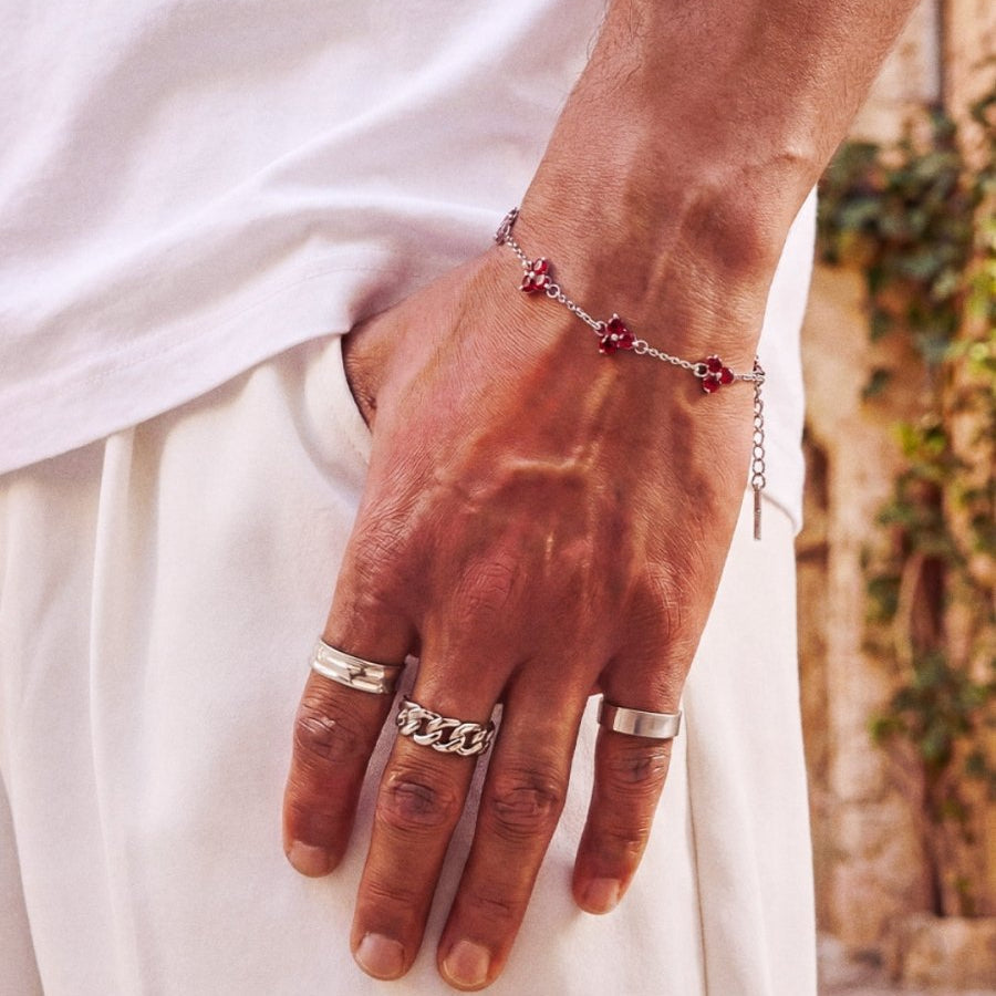 VORO® Pulsera Trébol Rojo · Plata