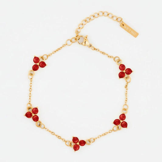 VORO® Pulsera Trébol Rojo · Oro 18K