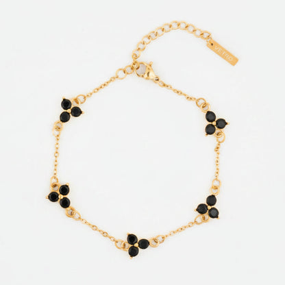 VORO® Pulsera Trébol Obsidian · Oro 18K