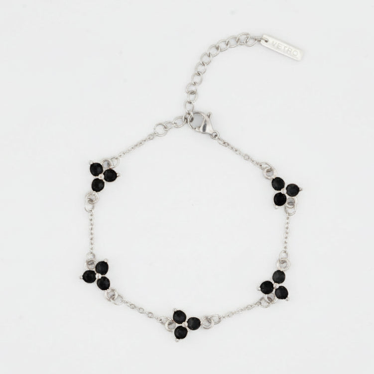 VORO® Pulsera Trébol Obsidian · Plata